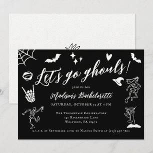 Låt oss Go Ghouls Spooky Whimsical Bachelorette Inbjudningar