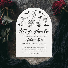 Låt oss Go Ghouls Spooky Whimsical Bachelorette Inbjudningar