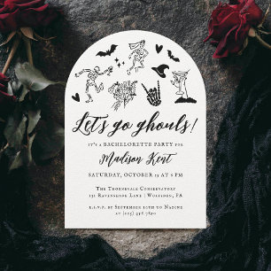 Låt oss Go Ghouls Spooky Whimsical Bachelorette Inbjudningar