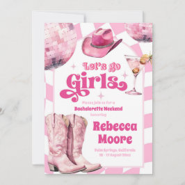 Låt oss Go Girl Rosa Cowgirl Bachelorette Itinerar Inbjudningar