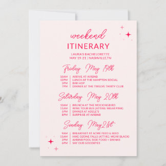 Låt oss Go Girls Bachelorette Helg Itinerary Inbjudningar