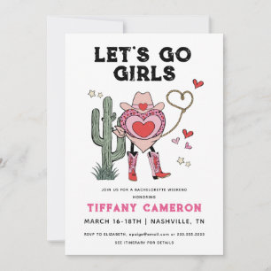 Låt oss Go Girls Cowgirl Bachelorette Helg Inbjudningar