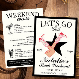Låt oss Go Girls Cowgirl Bachelorette Itinerary oc Inbjudningar