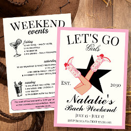 Låt oss Go Girls Cowgirl Bachelorette Itinerary oc Inbjudningar