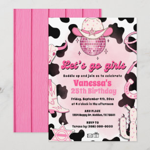 Låt oss Go Girls Cowgirl Rodeo Disco-inbjudan Inbjudningar