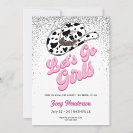 Låt oss Go Girls Glitter Helg Bachelorette Party Inbjudningar