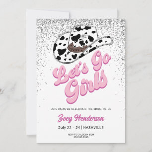 Låt oss Go Girls Glitter Helg Bachelorette Party Inbjudningar