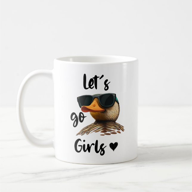 Låt oss Go Girls Heart-nuny Anka Wearing Sunglasse Kaffemugg (Vänster)