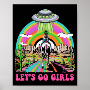 Låt oss Go Girls Retro Space Desert Cowgirl Bachel Poster