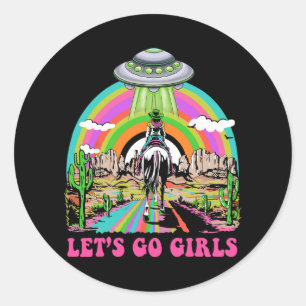 Låt oss Go Girls Retro Space Desert Cowgirl Bachel Runt Klistermärke