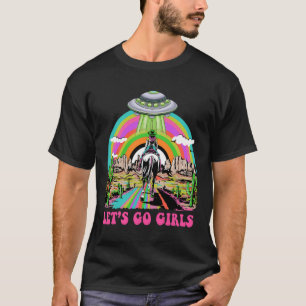 Låt oss Go Girls Retro Space Desert Cowgirl Bachel T Shirt