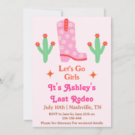 Låt oss Go Girls Rosa Cowgirl Bachelorette Party Inbjudningar