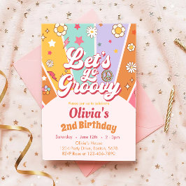 Låt oss Go Groovy Daisy Boho Birthday-inbjudan Inbjudningar