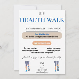 Låt oss Go Health Walk-inbjudningskort Inbjudningar