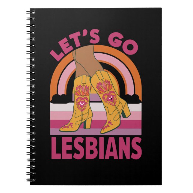 Låt oss Go Lesbisks LGBTQ Pride Month Cowgirl Anteckningsbok (Framsidan)