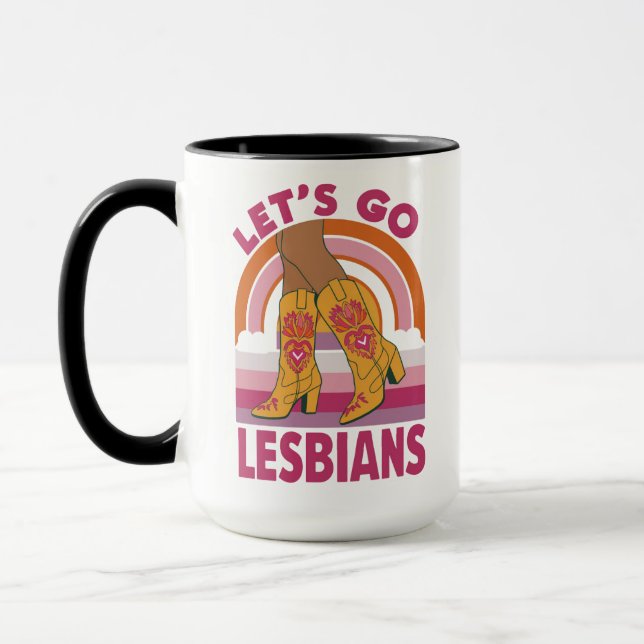 Låt oss Go Lesbisks LGBTQ Pride Month Cowgirl Mugg (Vänster)