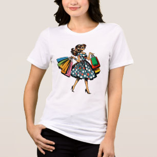 Låt oss Go Shopping! Lönsam kvinna med Bags T Shirt