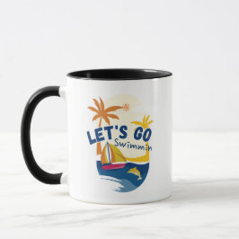 Låt oss Go Swimming - Beach Stil Mugg