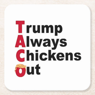 Låt oss Go TACO Trump Always Chickout Underlägg Papper Kvadrat