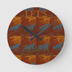 Låt oss Go Zebra Safari Art Print/Graphic Rund Klocka