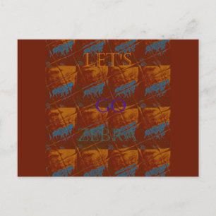 Låt oss Go Zebra Safari Art Print/Graphic Vykort