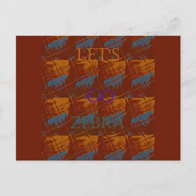 Låt oss Go Zebra Safari Art Print/Graphic Vykort (Framsida)