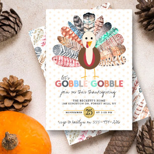"Låt oss Gobble Gobble" Modern Boho-Thanksgivingen Inbjudningar