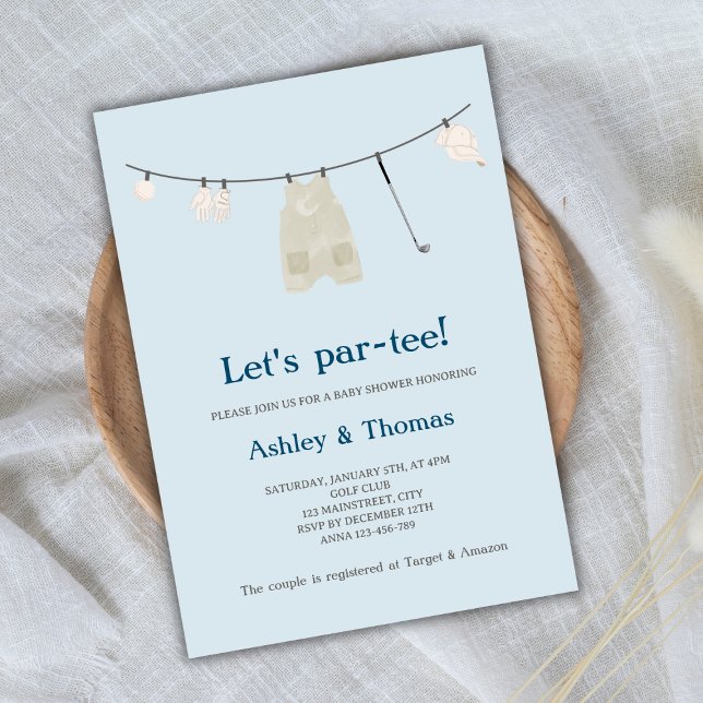 Låt oss Golf Cute Boy Shower Inbjudningar (let's par-tee golf baby shower invitation baby boy cute sports baby shower)