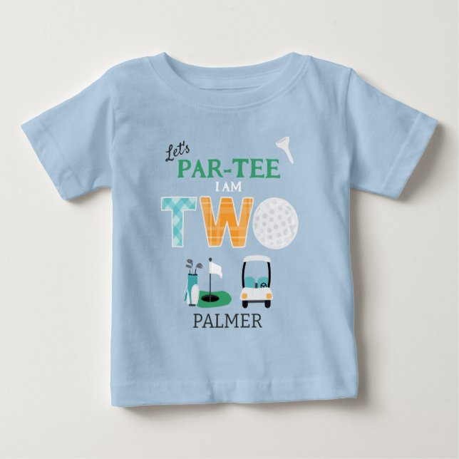 Låt oss golfgolfplatta på andra födelsedag t shirt (Framsida)