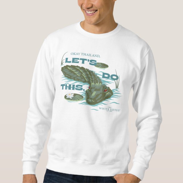 "Låt oss gör detta" Alligator - Vitboken Lotus Lång Ärmad Tröja (Framsida)