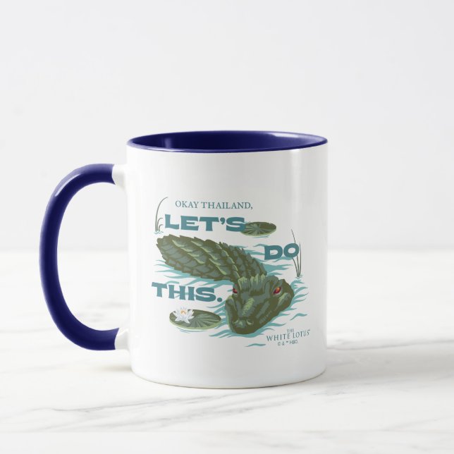 "Låt oss gör detta" Alligator - Vitboken Lotus Mugg (Vänster)