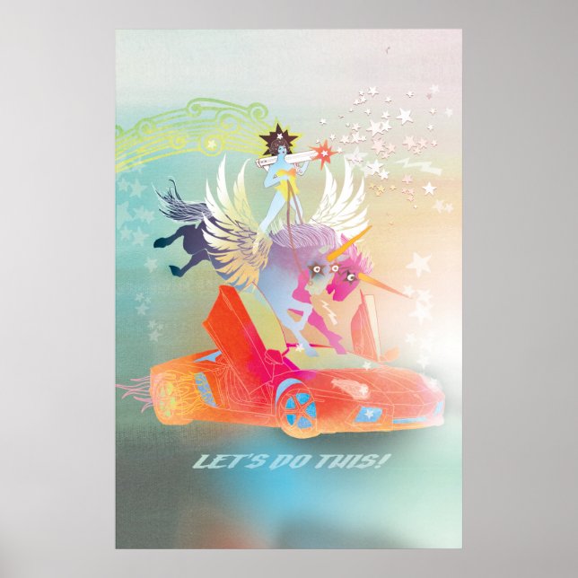 Låt oss göra det! Surreal Pegasus Power Konsttryck Poster (Framsidan)