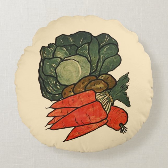 Låt oss Grow a Vegetable Garden Rund Kudde (Framsidan)