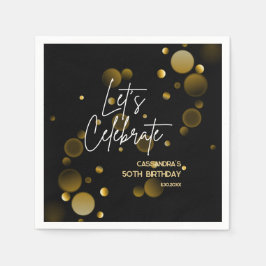 Låt oss Guld bokeh Gradient Black Birthday Pappersservett