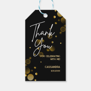 Låt oss Guld bokeh Gradient Black Birthday Presentetikett