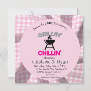 Låt oss ha en BBQ Baby Shower-inbjudan • Gingham B