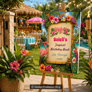 Låt oss ha en Flamingo Luau Tropisk Strand Välkoms Poster