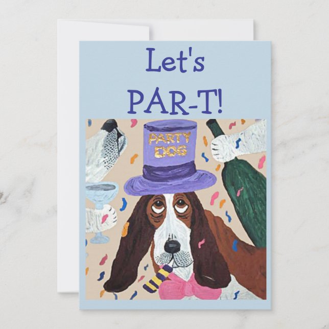 Låt oss ha en Par-T-fest Basset Hound  Inbjudningar (Framsida)