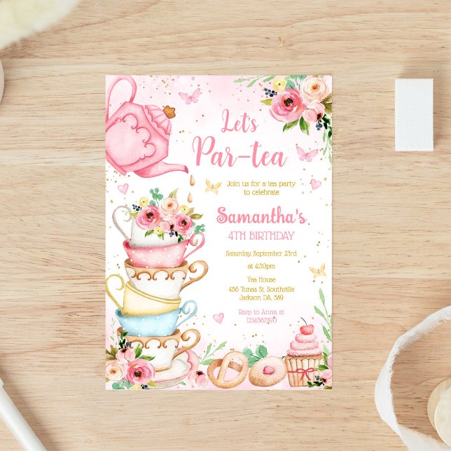 Låt oss ha en Par-tea Födelsedags Tea Party-inbjud Inbjudningar (Skapare uppladdad)