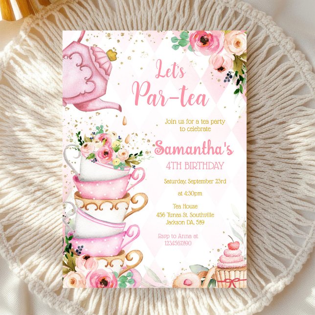 Låt oss ha en Par-tea Födelsedags Tea Party-inbjud Inbjudningar (Skapare uppladdad)