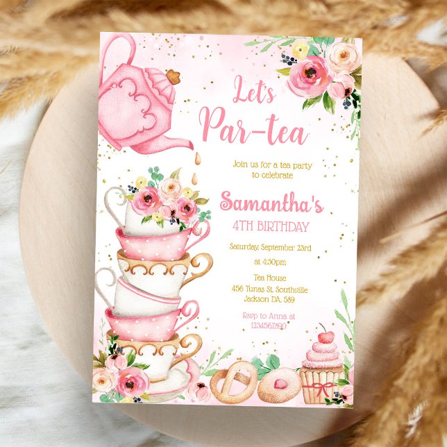Låt oss ha en Par-tea Födelsedags Tea Party-inbjud Inbjudningar (Skapare uppladdad)