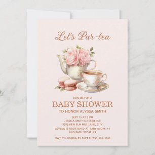 Låt oss ha en Par-Tea Tea Party Rosa Blommig Babyf Inbjudningar