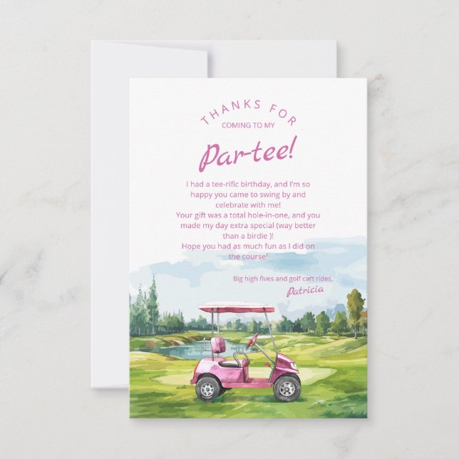 Låt oss ha en Par-Tee Golf Födelsedag Rosa Tack Kort (Framsida)