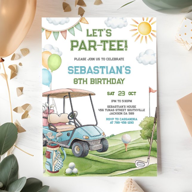 Låt oss ha en Par Tee golf födelsedagsinbjudan Inbjudningar (Skapare uppladdad)