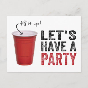 Låt oss Ha ett Party! Funny Red Kopp Inbjudan Vykort