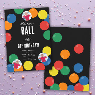 Låt oss ha ett tema Boll Barns födelsedag Party Inbjudningar