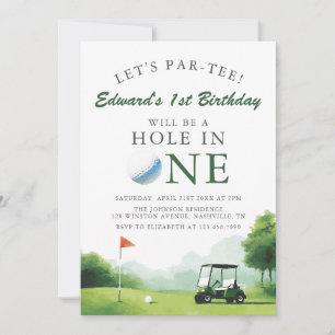 Låt oss ha Par-Tee Golf Buggy Kul 1-årsfest Inbjudningar