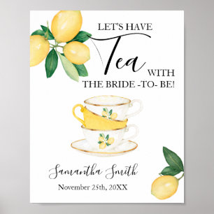 Låt oss ha te med blivande bruden Citroner Shower Poster