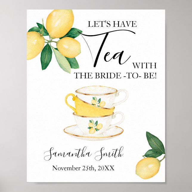 Låt oss ha te med blivande bruden Citroner Shower  Poster (Framsidan)