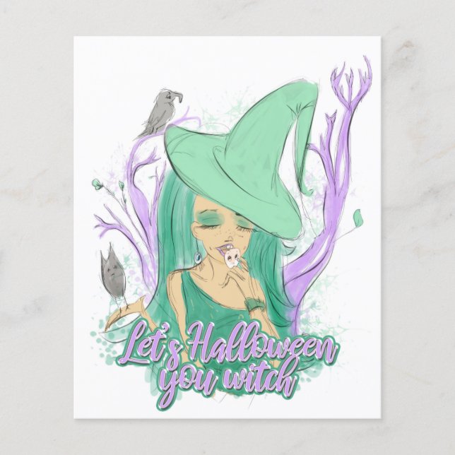 Låt oss Halloween din häxFlyer Flygblad (Framsidan)